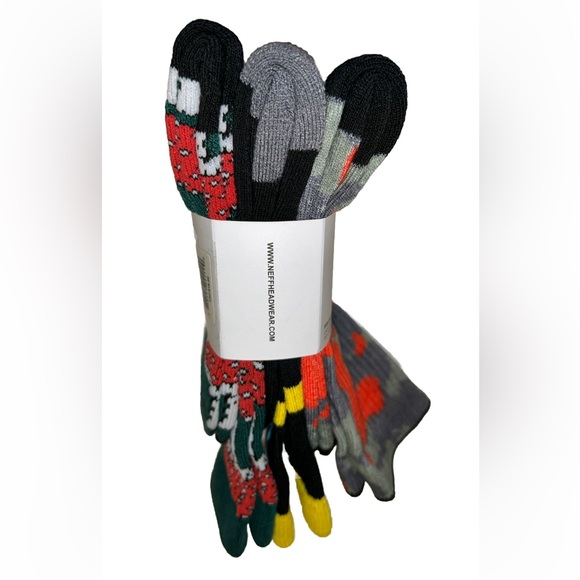 Neff Crew Socks 3 Pair Men 6-12 Multicolor w Mushrooms & Logo Skate Ride BMX NEW - Picture 10 of 12